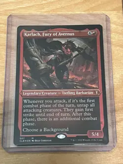 KARLACH, FURY OF AVERNUS #507 FOIL ETCHED COMMANDER LEGENDS BALDUR’S GATE MTG NM - Image 1