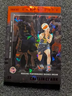 2025 Panini Caitlin Clark Chronicled #38 Rousing Performance Red Cracked Ice SP - Image 1