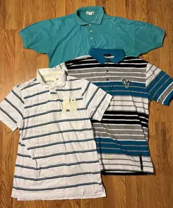 (3) Lot Of Polo Shirts Aeropostale Arrow Red Ape - Large Logo L Striped BEATERS - Image 1