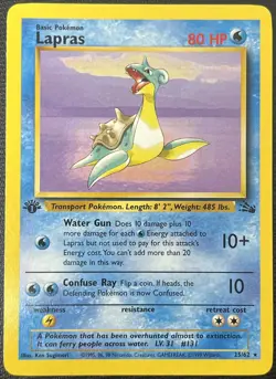 Lapras 25/62 1st Edition Fossil Pokemon Card LP - Image 1