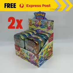 x2 Pokemon TCG - Scarlet & Violet Prismatic Evolutions Mini Tin UNSEALED Display - Image 1