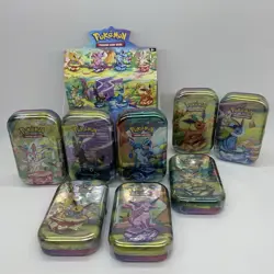 x2 Pokemon TCG - Scarlet & Violet Prismatic Evolutions Mini Tin UNSEALED Display - Image 4