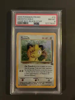 Pokemon Meowth Promo Game Boy Black Star #10 Holo PSA 8 2000 - Image 1