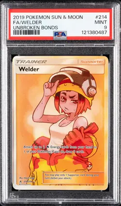 2019 POKEMON SUN & MOON UNBROKEN BONDS #214 FULL ART/WELDER PSA 9 - Image 1