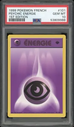 1999 Pokemon FRENCH 1st Edition Base Set Energie Psy-Psychic 101/102 PSA 10 GEM - Image 1