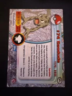 Geodude #74 - Blue Logo - Non-Holo - SERIES 1 - TOPPS POKEMON CARD - HP - Image 2
