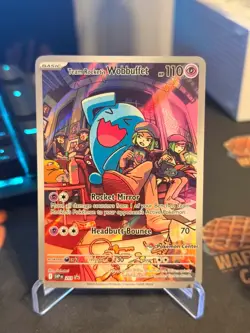 Pokemon TCG Destined Rivals Team Rocket Wobbuffet Pokemon Center Stamp Promo NM - Image 1