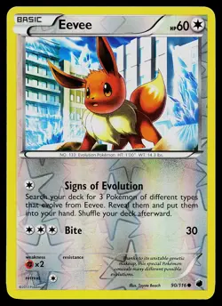 Pokemon Card - Eevee Plasma Freeze 90/116 Common Reverse Holo - Image 1