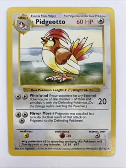 Pokemon Pidgeotto TCG Base Set 22/102 Unlimited Rare Shadowless - Image 1
