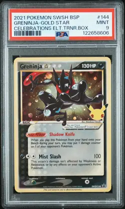2021 POKEMON SWSH BLACK STAR PROMO #144 GRENINJA-GOLD STAR PSA 9 - Image 1