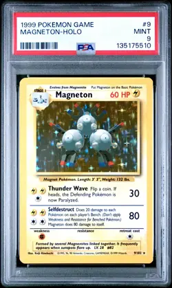 1999 POKEMON BASE SET UNLIMITED #9 MAGNETON-HOLO PSA 9 - Image 1