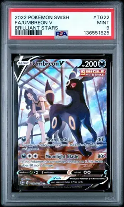 2022 POKEMON SWORD & SHIELD BRILLIANT STARS #TG22 FULL ART/UMBREON V PSA 9 MINT - Image 1
