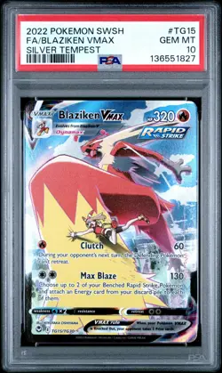 2022 Pokemon SWSH Silver Tempest #TG15 FA Blaziken VMAX PSA 10 GEM MINT 1827 - Image 1