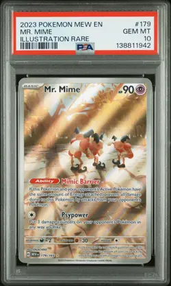 2023 POKEMON MEW EN-151 ILLUSTRATION RARE #179 MR. MIME PSA 10 - Image 1