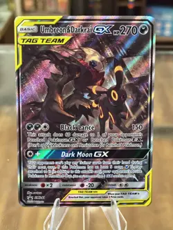 Pokemon TCG Umbreon & Darkrai GX SM241 Tag Team Promo Card Sun & Moon Free Ship! - Image 1