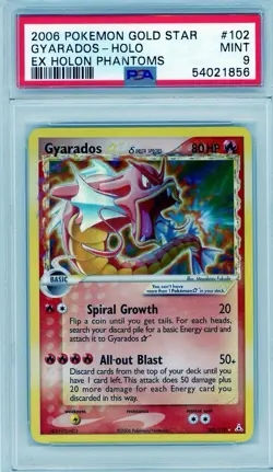 2006 Pokemon EX Holon Phantoms Gold Star Gyarados Holo #102 PSA 9 Mint - Image 1