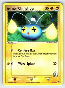Team Aqua's Chinchou 49/95 2004 EX Team Magma Vs. Team Aqua Pokemon Card Nm/Vlp - Image 1