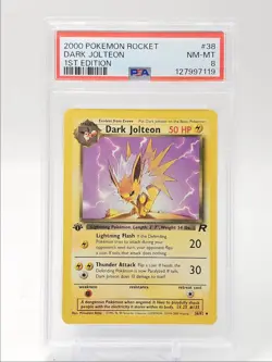 DARK JOLTEON 2000 POKEMON TEAM ROCKET 1ST EDITION UNCOMMON 38/82 PSA 8 Q1036 - Image 1