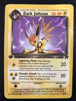 Pokemon TCG 1st Edition Dark Jolteon 38/82 Team Rocket 2000 WOTC MP Condition - Image 1