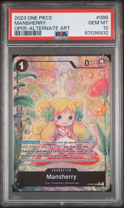 Mansherry PSA 10 Gem Mint Alternate Art One Piece Card Game English OP05-088 - Image 1