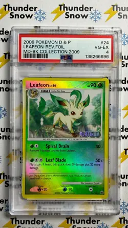 ⚡❄ 2008 Pokemon Diamond & Pearl Platinum #24 Leafeon Reverse Foil Stamp PSA 4 - Image 1