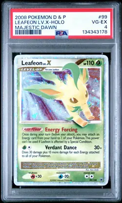 2008 POKEMON DIAMOND & PEARL MAJESTIC DAWN #99 LEAFEON LV.X-HOLO PSA 4 - Image 1