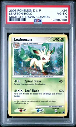 2008 POKEMON DIAMOND & PEARL MAJESTIC DAWN COSMOS #24 LEAFEON-HOLO PSA 4 - Image 1