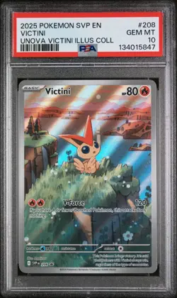 2025 POKEMON SVP EN-SV BLACK STAR PROMO #208 VICTINI PSA 10 GEM MINT - Image 1