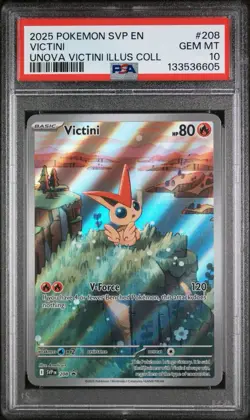 2025 POKEMON SVP EN-SV BLACK STAR PROMO #208 VICTINI PSA 10 GEM MINT - Image 1