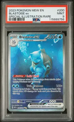 2023 POKEMON MEW EN-151 SPECIAL ILLUSTRATION RARE #200 BLASTOISE EX PSA 9 - Image 1