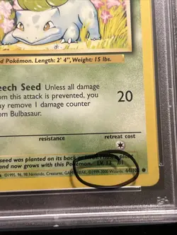 PSA 10 Bulbasaur 44/102 1999-2000 4th Print -Graded Pokemon Card- Base Set - Image 3