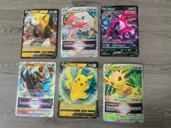 6 Jumbo Pokemon Cards Pikachu, Hoopa, Kleavor, Leafeon, Hisuian Zoroark, Boltund - Image 1