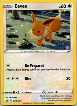Eevee Holo SWSH190 Black Star Promo Sword & Shield Holographic Pokemon Card NM - Image 1