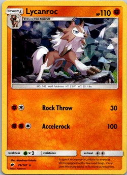 Lycanroc 76/147 Burning Shadows Cracked Ice Holo Pokemon Card NM Near Mint - Image 1