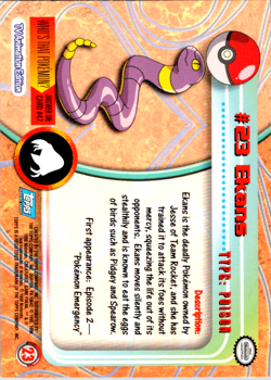 Topps Ekans #23 Pokemon Trading Card Game 1999 TV Series Vintage NM - Image 2