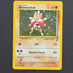 Pokemon TCG Hitmonchan Base Set 2 Holo Unlimited Rare Card 8/130 Swirl! - Image 1