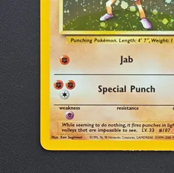 Pokemon TCG Hitmonchan Base Set 2 Holo Unlimited Rare Card 8/130 Swirl! - Image 2