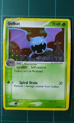 Pokemon Card EX Deoxys 31 Golbat Uncommon Reverse Holo Stamped 2005 Nintendo DMG - Image 1