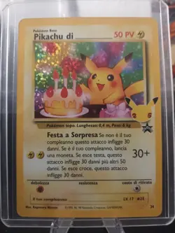Pokemon Promo Pikachu di Italian Holo Card Standard 1995 Vintage NM - Image 3
