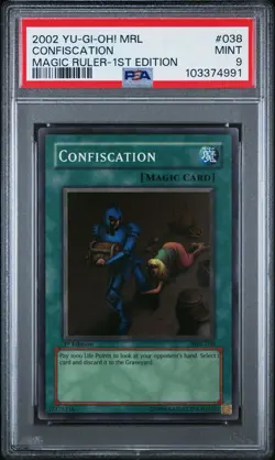 2002 Yu-Gi-Oh! Confiscation Magic Ruler MRL 1st Edition Super Rare PSA 9 - Image 1