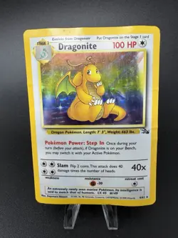 Pokemon TCG Dragonite Fossil 4/62 Holo Unlimited Rare 1999 WOTC Vintage HP DMG - Image 1