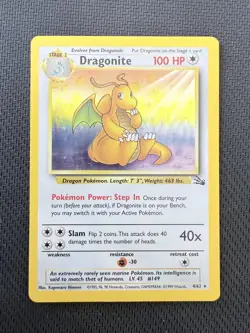 Pokemon Dragonite Fossil Unlimited 4/62 Holo Rare LP WOTC 1999 - Image 3