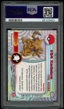 2000 Topps Chrome Kadabra Sparkle Holo Pokemon T.V. #64 PSA 10 Gem Mint - Image 2