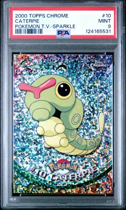 2000 TOPPS CHROME POKEMON T.V. SPARKLE #10 CATERPIE PSA 9 - Image 1