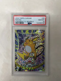 2000 TOPPS CHROME POKEMON T.V. #26 RAICHU POKEMON T.V.-SPARKLE PSA 10 - Image 1