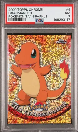2000 Topps Chrome Pokemon T.V. Charmander Sparkle #04 PSA 7 Population of 3 - Image 1