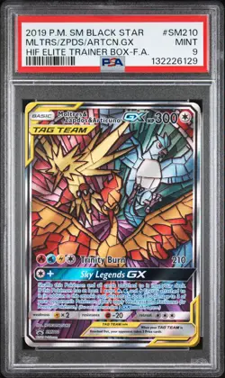 2019 POKEMON SM BLACK STAR PROMO FULL ART/MOLTRES & ZAPDOS & ARTICUNO GX PSA 9 - Image 1