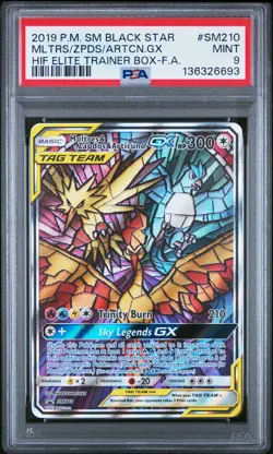 2019 POKEMON SM BLACK STAR PROMO FULL ART/MOLTRES & ZAPDOS & ARTICUNO GX PSA 9 - Image 1