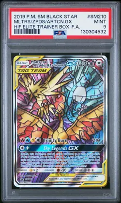 2019 POKEMON SM BLACK STAR PROMO FULL ART/MOLTRES & ZAPDOS & ARTICUNO GX PSA 9 - Image 1