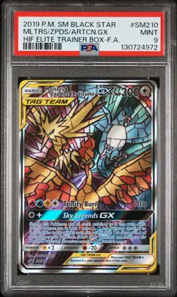 2019 POKEMON SM BLACK STAR PROMO FULL ART/MOLTRES & ZAPDOS & ARTICUNO GX PSA 9 - Image 1